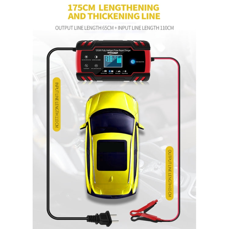 ANHTCzyx 12V 8A  / 24V 4A Automobile Battery Charger Motorcycle Battery Repair Type AGM