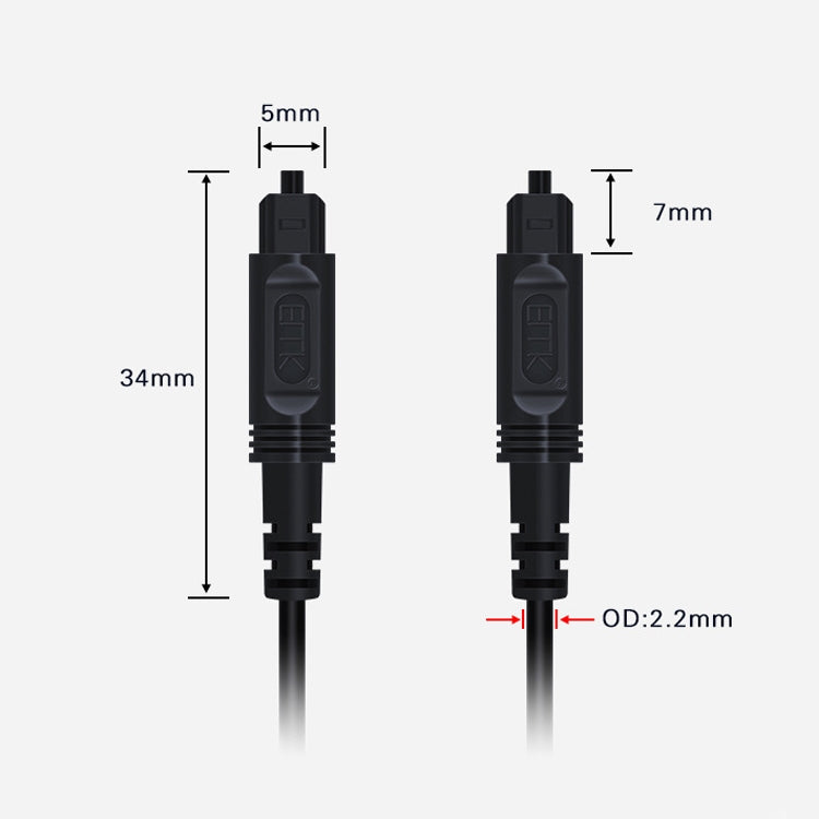 EMK Digital Audio Optical Fiber Cable Plastic Speaker Balance Cable