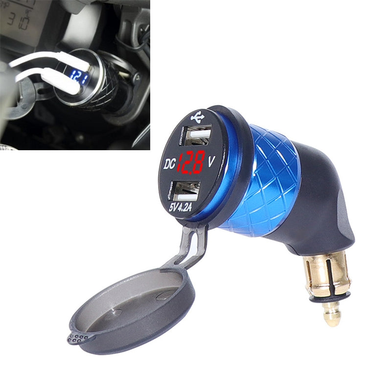 German EU Plug Special Motorcycle Elbow Charger Dual USB Voltmeter 4.2A Charger