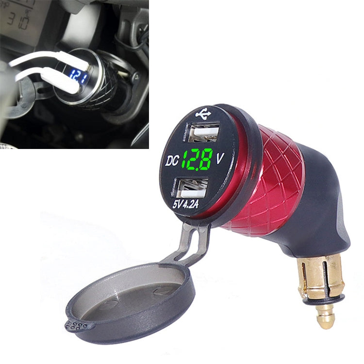 German EU Plug Special Motorcycle Elbow Charger Dual USB Voltmeter 4.2A Charger