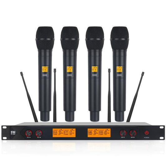 XTUGA A400-H Professional 4-Channel UHF Wireless Microphone System with 4 Handheld Microphone