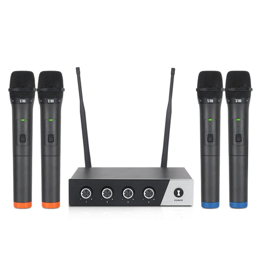 XTUGA S400 Professional 4-Channel UHF Wireless Microphone System with 4 Handheld Microphone