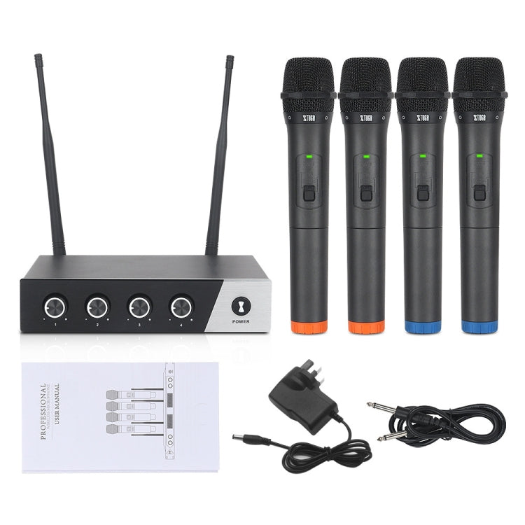 XTUGA S400 Professional 4-Channel UHF Wireless Microphone System with 4 Handheld Microphone