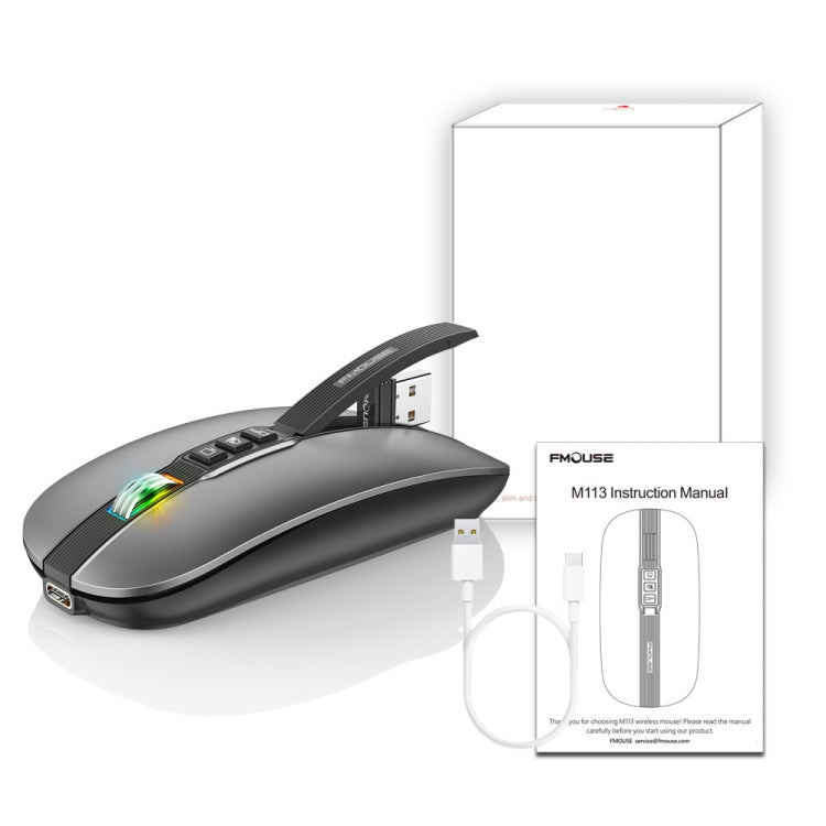 HXSJ M113 2400DPI Dual Mode 2.4GHz + Bluetooth 5.1 Wireless Mouse