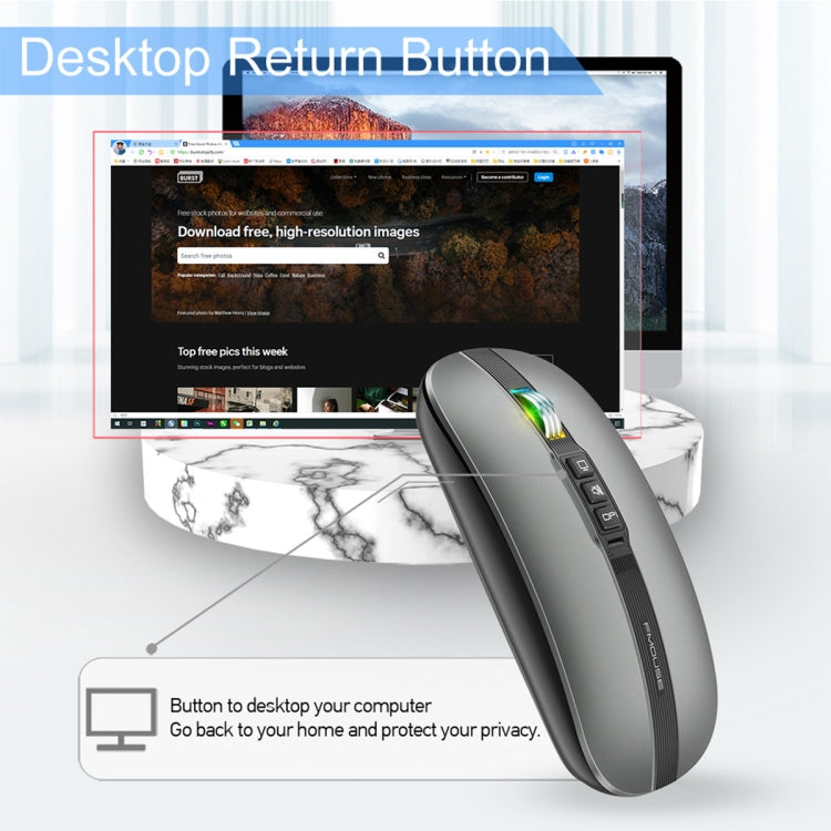 HXSJ M113 2400DPI Dual Mode 2.4GHz + Bluetooth 5.1 Wireless Mouse
