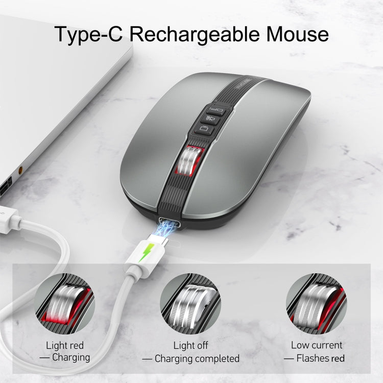 HXSJ M113 2400DPI Dual Mode 2.4GHz + Bluetooth 5.1 Wireless Mouse