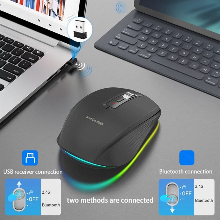 HXSJ M303 2400DPI Dual Mode 2.4GHz + Bluetooth 5.1 Wireless Mouse