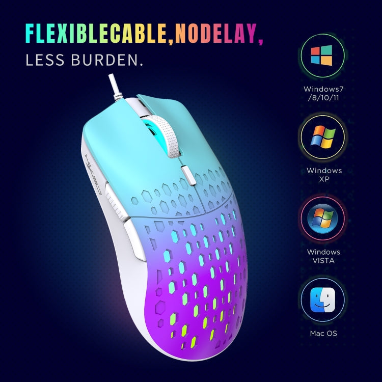 HXSJ S500 3600DPI Colorful Luminous Wired Mouse, Cable Length: 1.5m