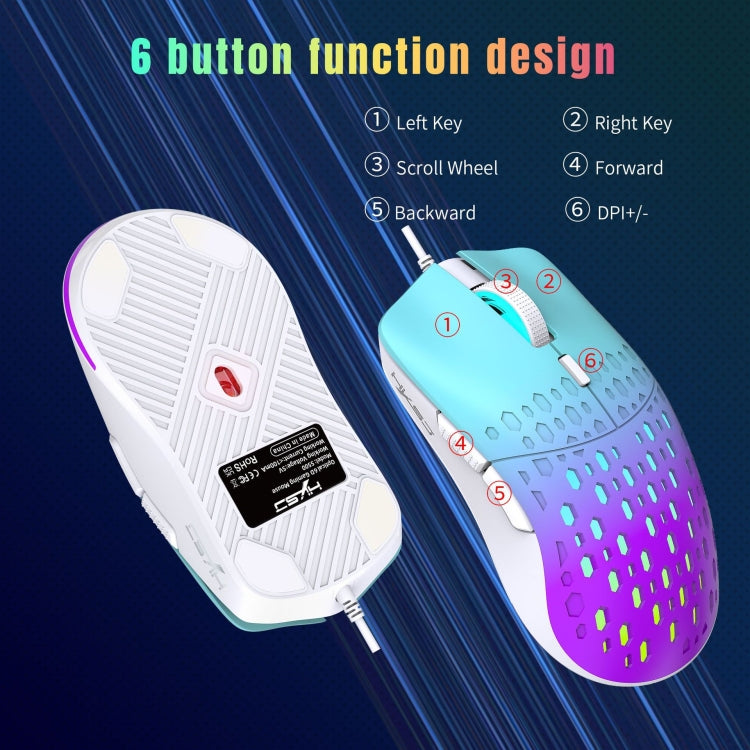 HXSJ S500 3600DPI Colorful Luminous Wired Mouse, Cable Length: 1.5m