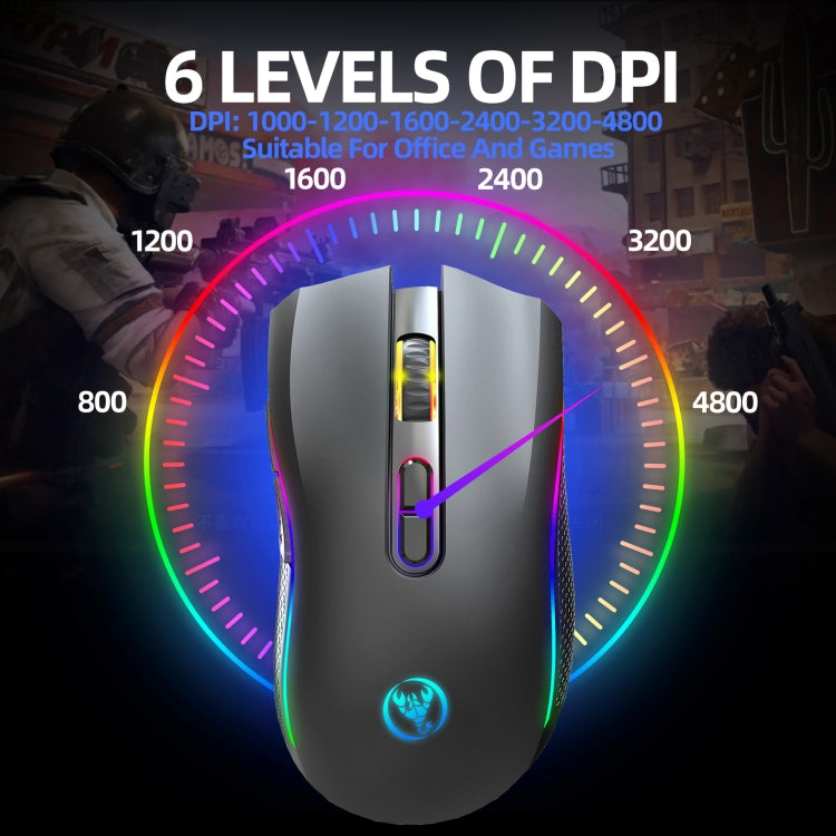 HXSJ T69 4800DPI RGB 2.4GHz Wireless Mouse