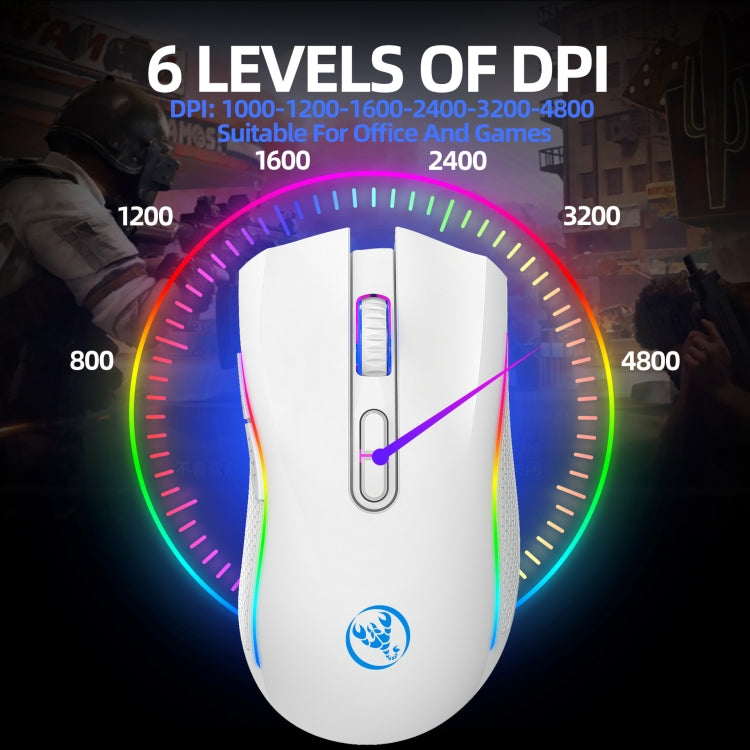 HXSJ T69 4800DPI RGB 2.4GHz Wireless Mouse, T69