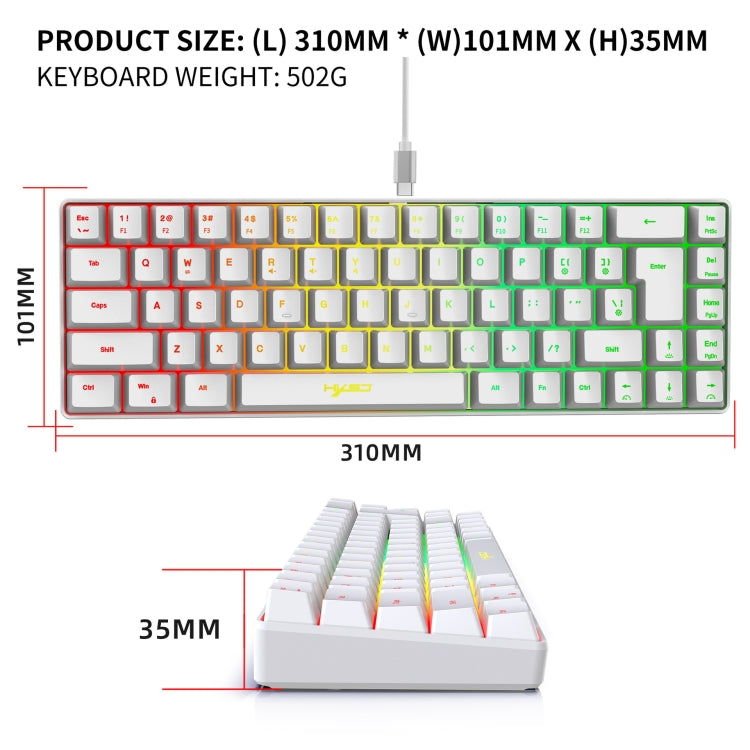HXSJ V200 Wired RGB Backlit Mechanical Keyboard 68 Key Caps, Cable Length: 1.7m