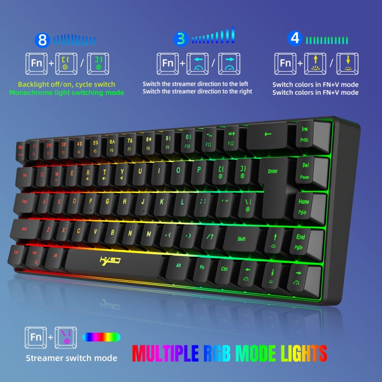 HXSJ V200 Wired RGB Backlit Mechanical Keyboard 68 Key Caps, Cable Length: 1.7m