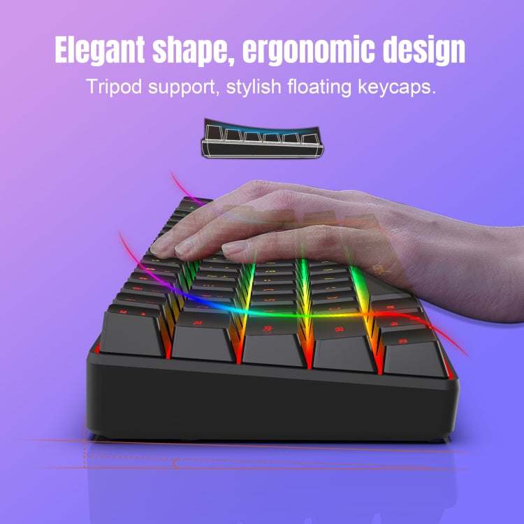 HXSJ V200 Wired RGB Backlit Mechanical Keyboard 68 Key Caps, Cable Length: 1.7m