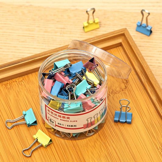 Deli 8556ES60pcs / Box Colorful Binder Clip Bill Clip Dovetail Clip Metal Iron Bill Clip