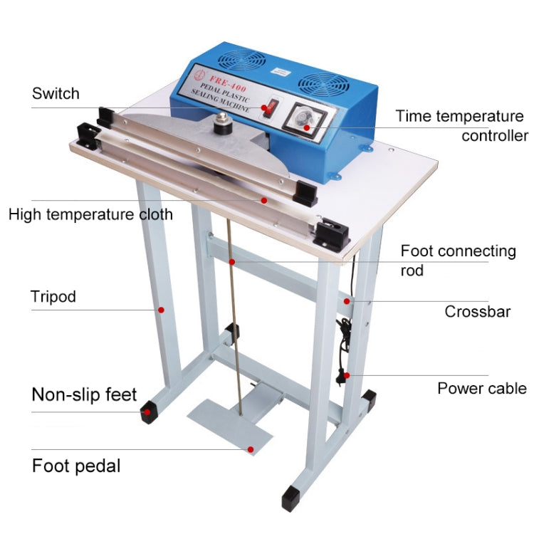 Pedal Type Sealing Machine Heat Shrinkable Film Cutting Machine Plastic Bag Sealer, EU Plug