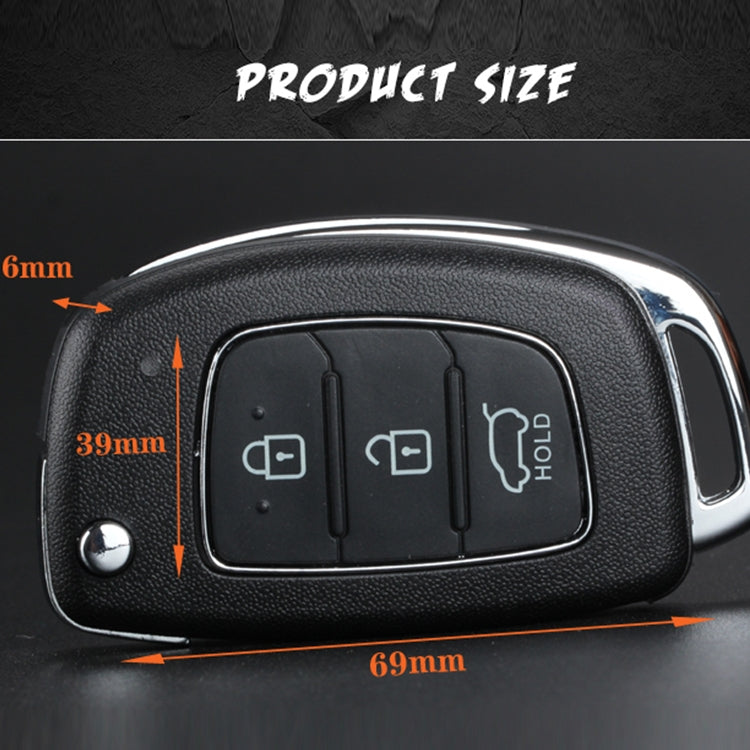 For Hyundai 3-button Folding Car Key Shell with Silver Metal Edge