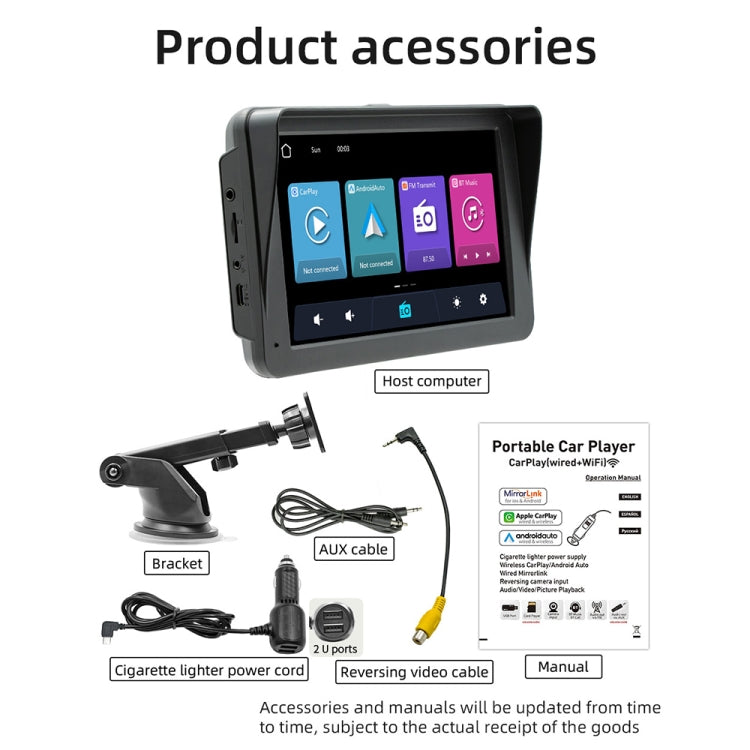 B5570 SunShade Style Car MP5 Player 7 inch Wireless CarPlay, Support Mobile Phone Interconnection