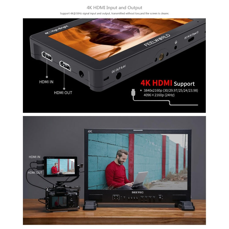 FEELWORLD F5 ProX 5.5 inch 1600nit High Bright Touch Screen DSLR Camera Field Monitor 4K HDMI F970 Install and Power Kit