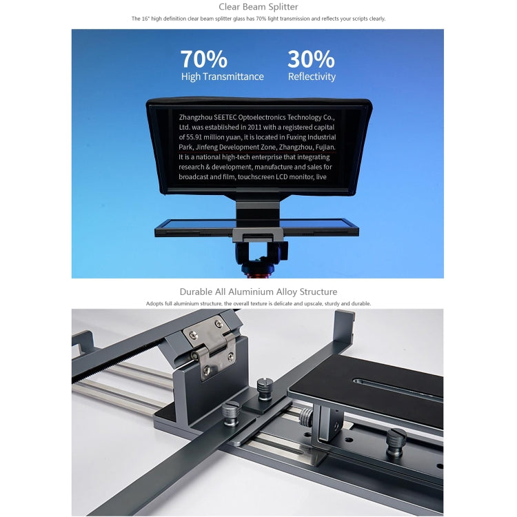 FEELWORLD TP16 16 inch Tablet Horizontal Vertical Prompting Folding Teleprompter, Bluetooth Remote Control