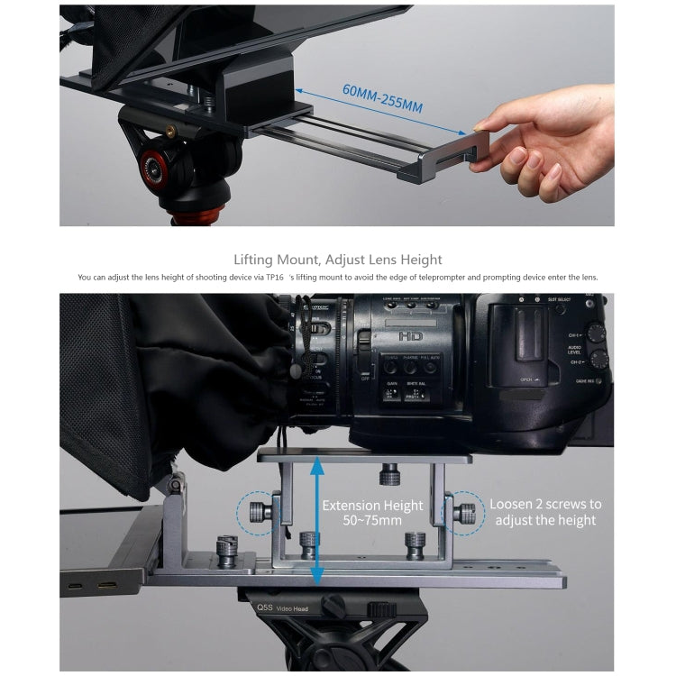 FEELWORLD TP16 16 inch Tablet Horizontal Vertical Prompting Folding Teleprompter, Bluetooth Remote Control