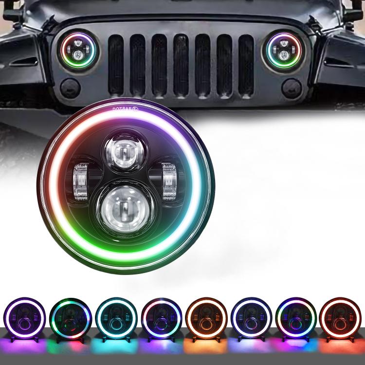 C0090 7 inch Car Colorful Round Angel Eye Headlight