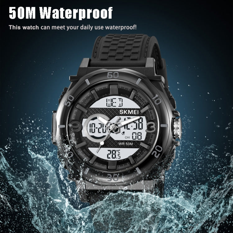 SKMEI 2098 Multifunctional Men 50M Waterproof Thermometer Dual Display Digital Wrist Watch
