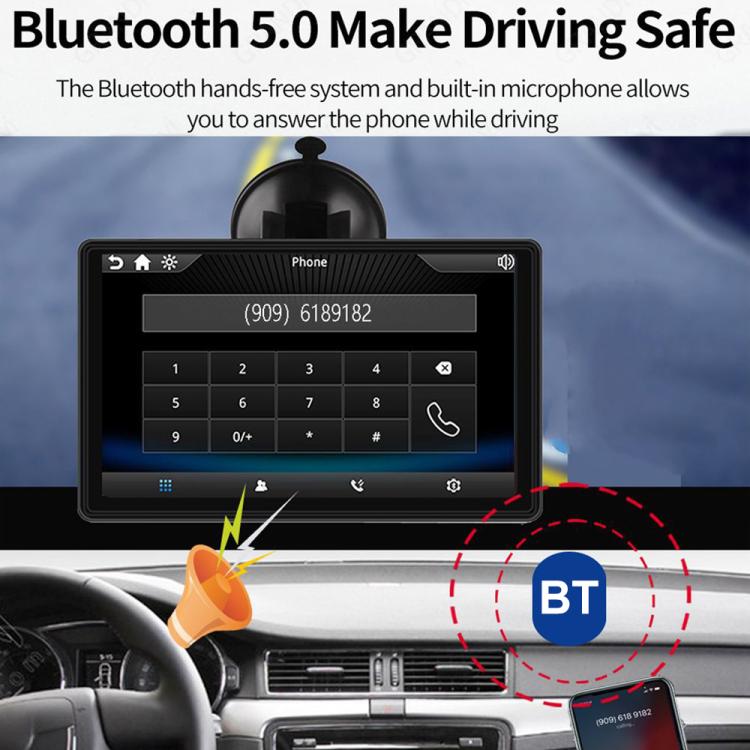Car 7 inch IPS Portable Smart Screen Wireless Screen Projection Carplay Android Auto, with Reversing Camera