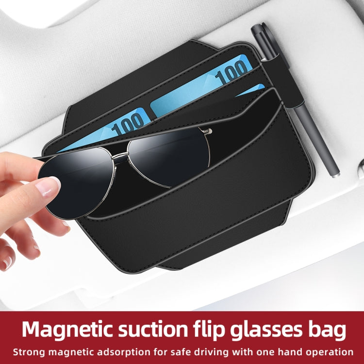 3073 Napa Texture Leather Car Removable Glasses Storage Bag