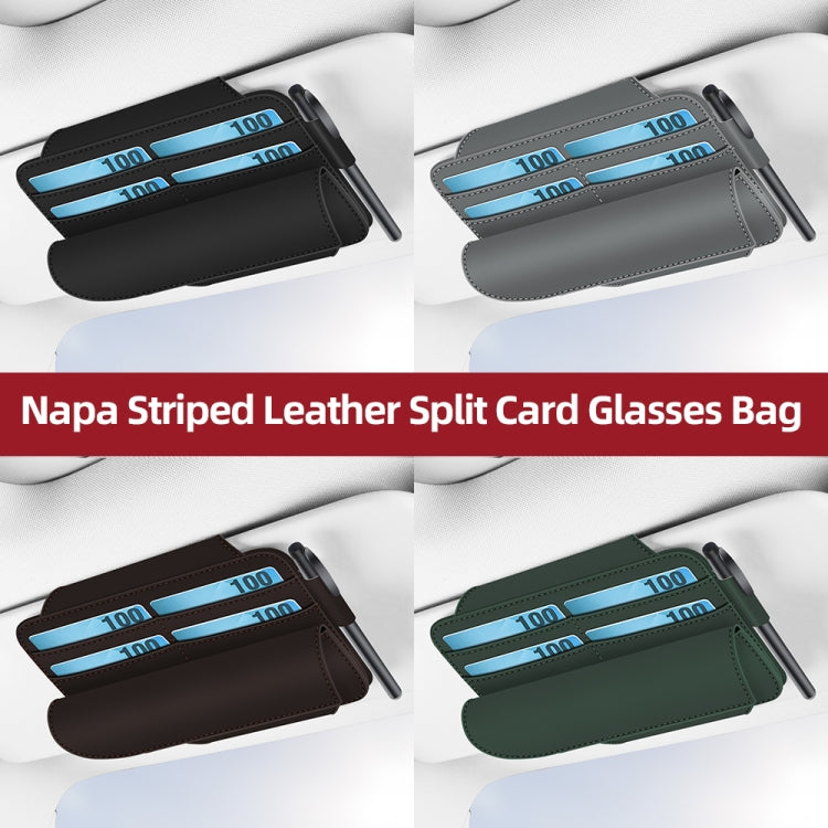 3073 Napa Texture Leather Car Removable Glasses Storage Bag