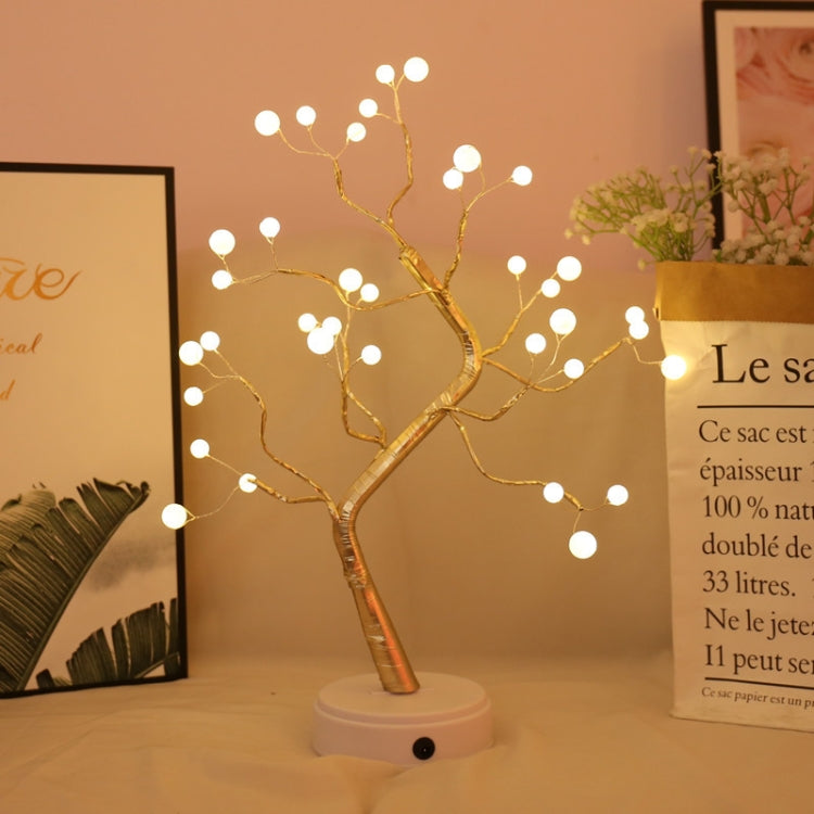 36 LEDs Pearl Tree Copper Wire Table Lamp Creative Decoration Touch Control Night Light (Warm White Light)