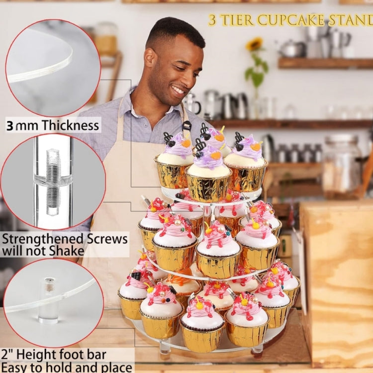 YX062 3 Tier Acrylic Circular Cupcake Stand