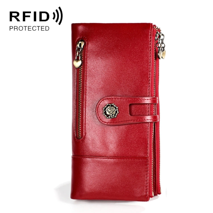 3513 Antimagnetic RFID Multi-function Retro Leather Lady Wallet Large-capacity Purse with Card Holder