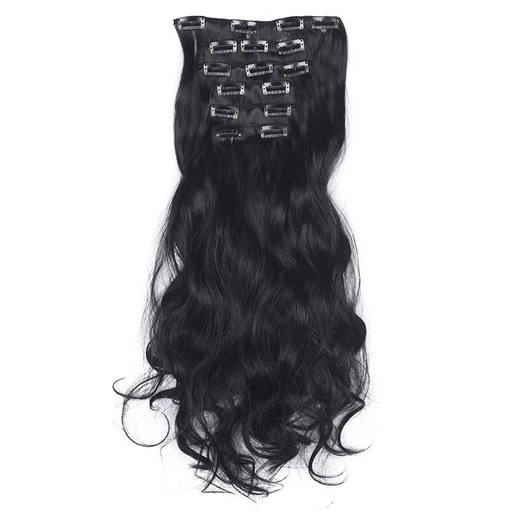 50cm 16 Card Long Curly Hair Wig Seamless Hair Extension Piece
