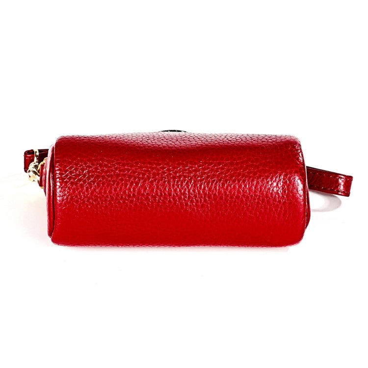 2033 Lady Portable Zipper Leather Wallet Purse Small Cosmetic Bag with Lanyard