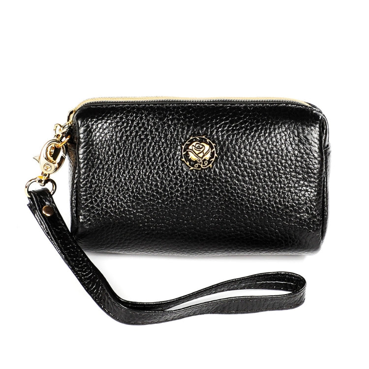 2033 Lady Portable Zipper Leather Wallet Purse Small Cosmetic Bag with Lanyard