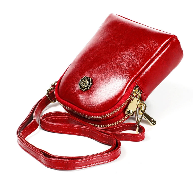 6062 Lady Retro Oil Wax Leather Shoulder Bag Small Phone bag
