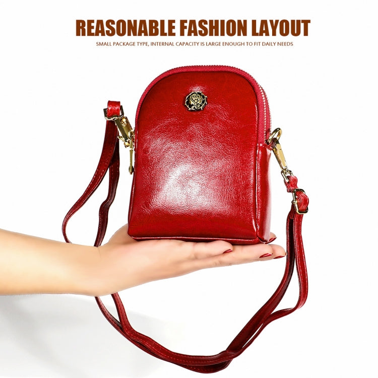 6062 Lady Retro Oil Wax Leather Shoulder Bag Small Phone bag