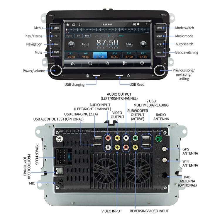 S9070 For Volkswagen 7 inch Portable Car MP5 Player Support CarPlay / Android Auto