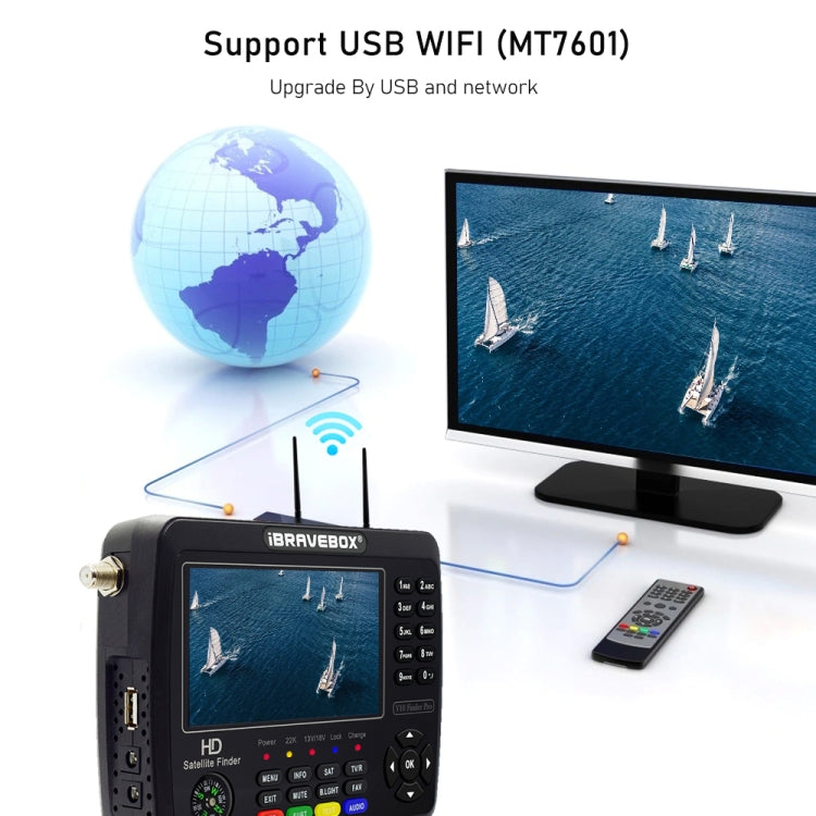 iBRAVEBOX V10 Finder Max 4.3 inch Display Digital Satellite Meter Signal Finder, Support DVB-S/S2/S2X