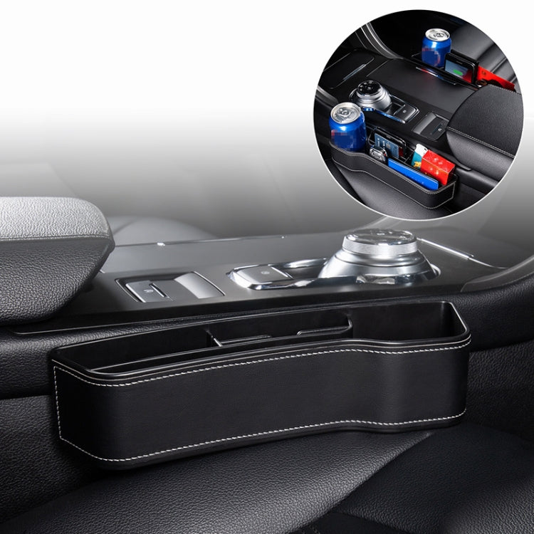 Car Multi-functional Console Box Cup Holder Seat Gap Side Storage Box, Leather Style