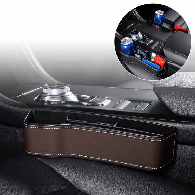 Car Multi-functional Console Box Cup Holder Seat Gap Side Storage Box, Leather Style