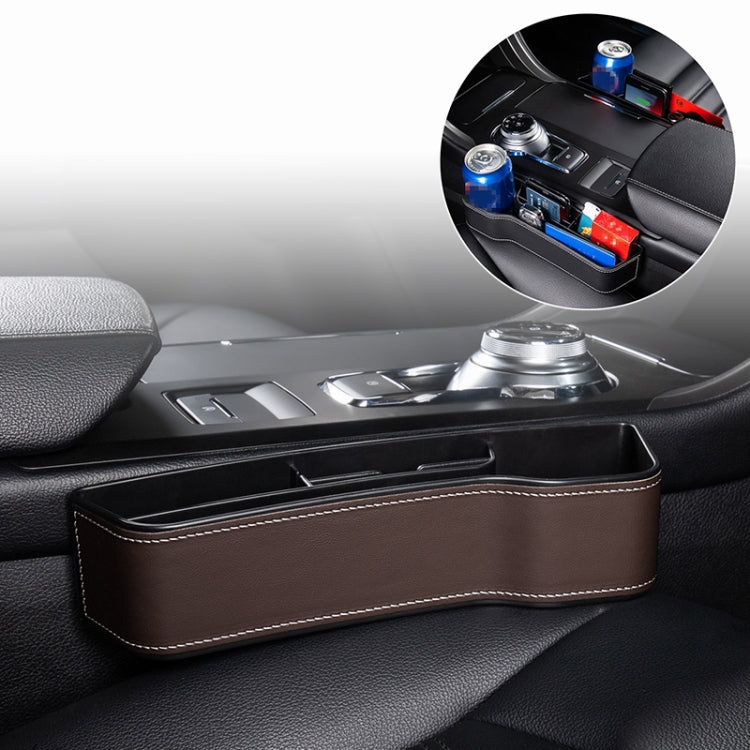 Car Multi-functional Console Box Cup Holder Seat Gap Side Storage Box, Leather Style