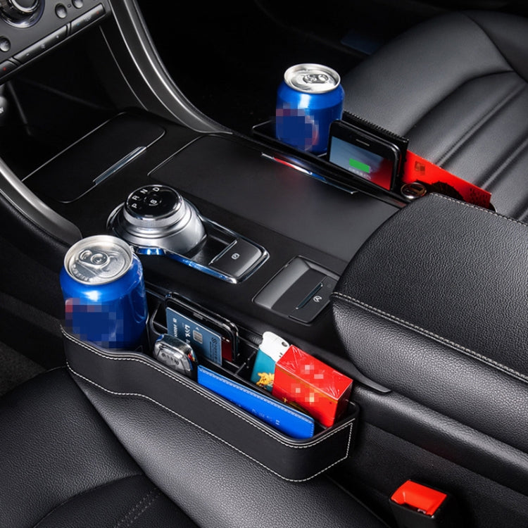 Car Multi-functional Console Box Cup Holder Seat Gap Side Storage Box, Leather Style
