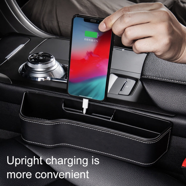 Car Multi-functional Console Box Cup Holder Seat Gap Side Storage Box, Leather Style