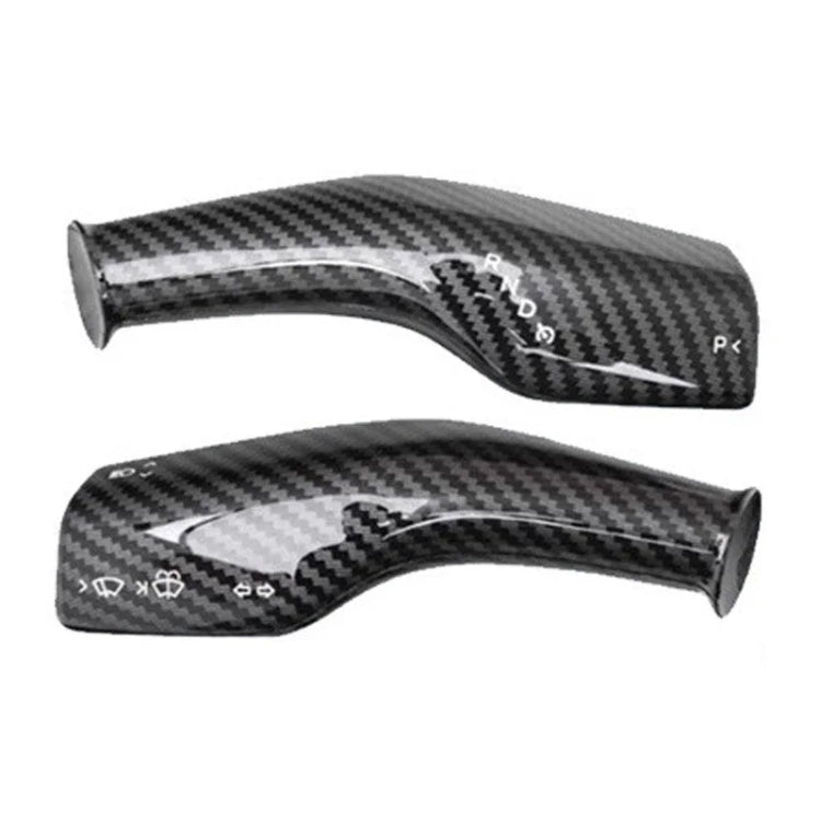 For Tesla Model 3 / Y 2pcs/Set Car Turn Signal Lever Carbon Fiber Pattern Protective Cover