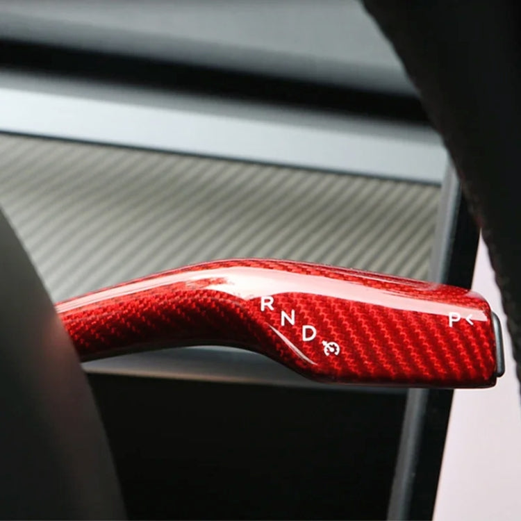 For Tesla Model 3 / Y 2pcs/Set Car Turn Signal Lever Carbon Fiber Pattern Protective Cover