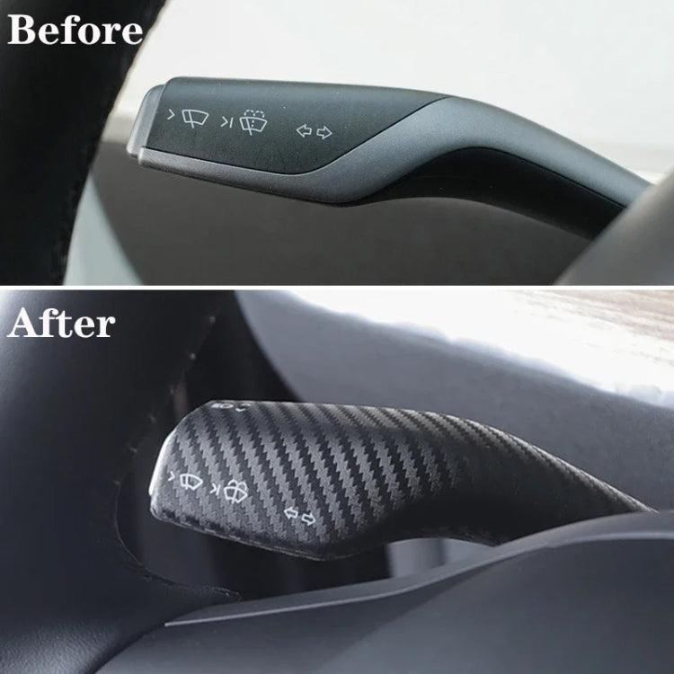 For Tesla Model 3 / Y 2pcs/Set Car Turn Signal Lever Carbon Fiber Pattern Protective Cover