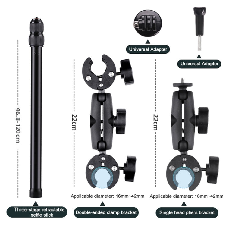 Motorcycle Clamps Handlebar Fixed Mount 3-stage Telescopic Selfie Stick
