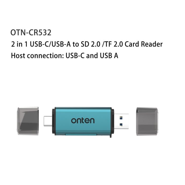 Onten CR532 2 in 1 USB-A / USB-C to SD2.0 / TF2.0 USB Card Reader